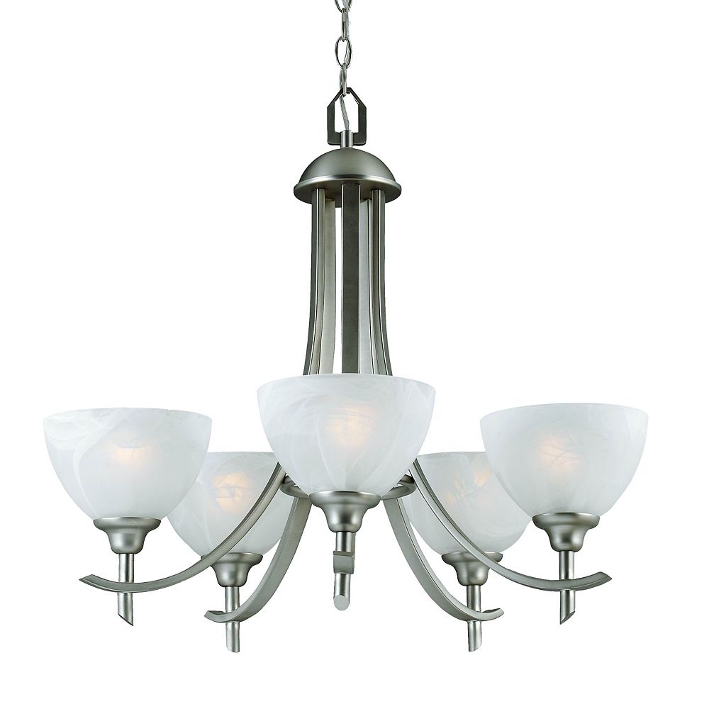 Hampton Bay 5 Light 60w Brushed Nickel, Home Depot Chandelier Glass Lamp Shades
