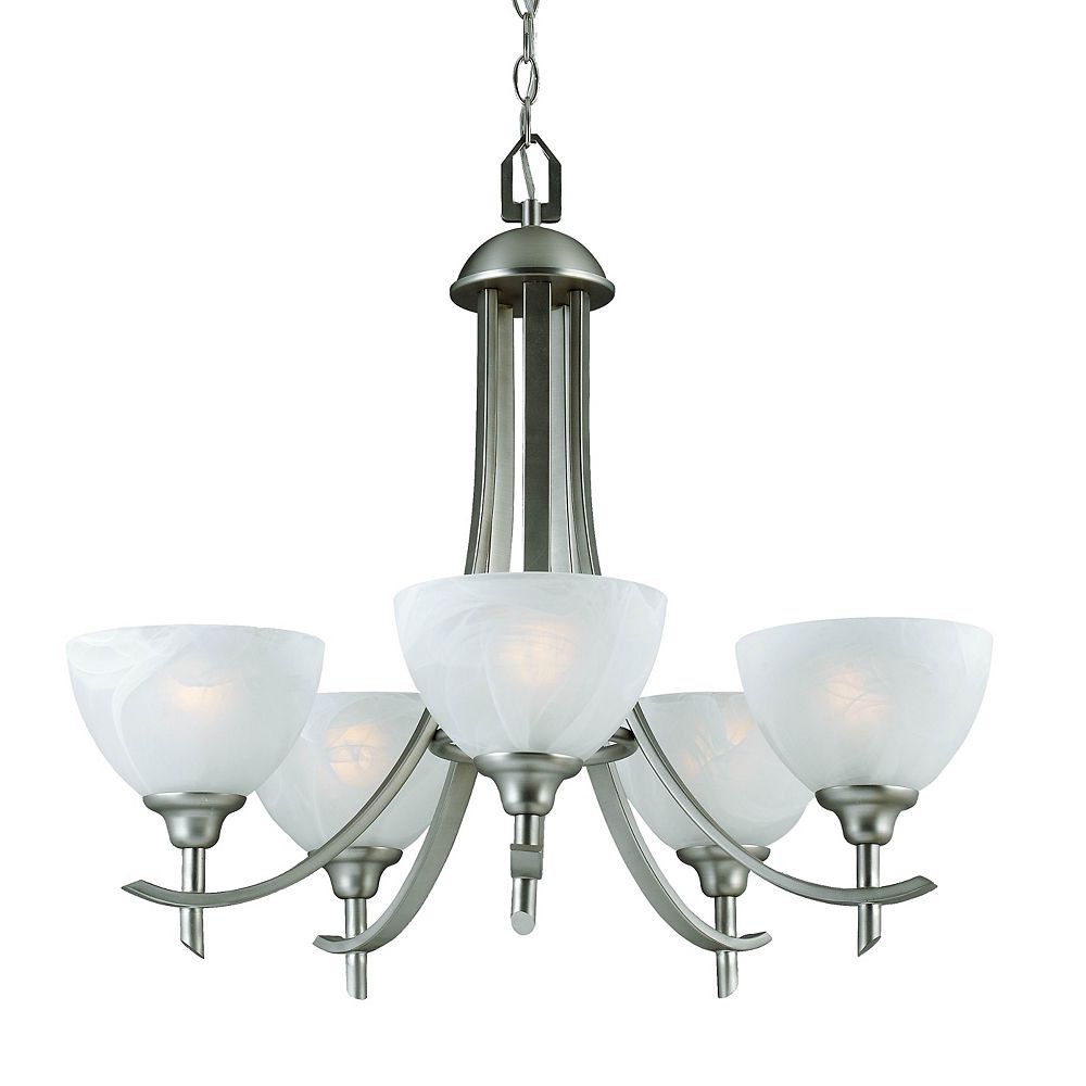Hampton Bay 5 Light 60w Brushed Nickel Chandelier With Alabaster Glass Shades The Home Depot Canada Hampton Bay 5 Light 60w Brushed Nickel, Home Depot Chandelier Glass Lamp Shades