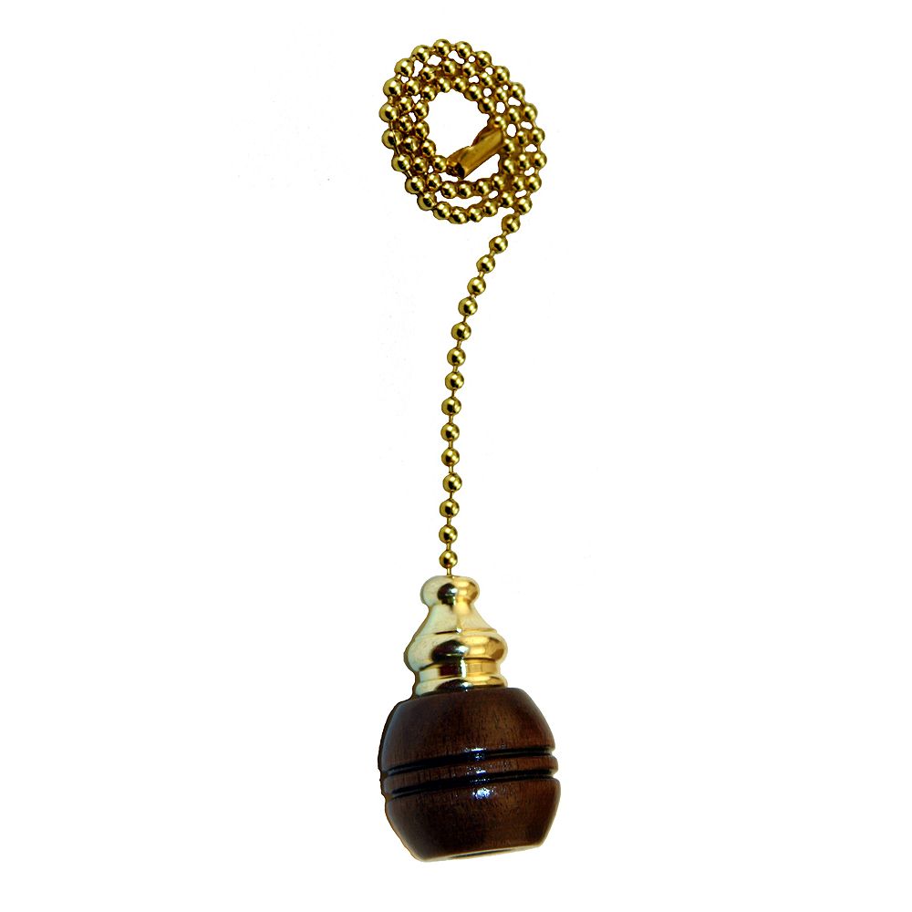 Atron Dark Wood Ballshaped Pull Chain with 12 Inch (30.5 cm) Brass