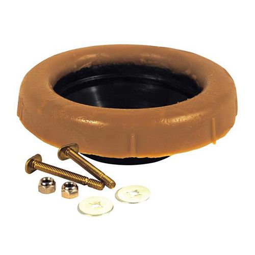 Toilet Wax Bowl Ring With Sleeve & 2-1/4 Inch Brass Bolts