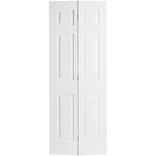 Masonite 24-inch x 79-inch Primed 6 Panel Hollow Core Textured Interior Bi-fold Door