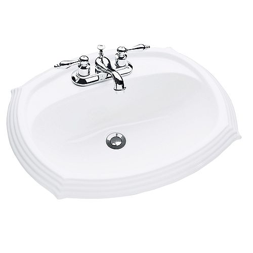 Regent Oval Drop-In Bathroom Sink in White