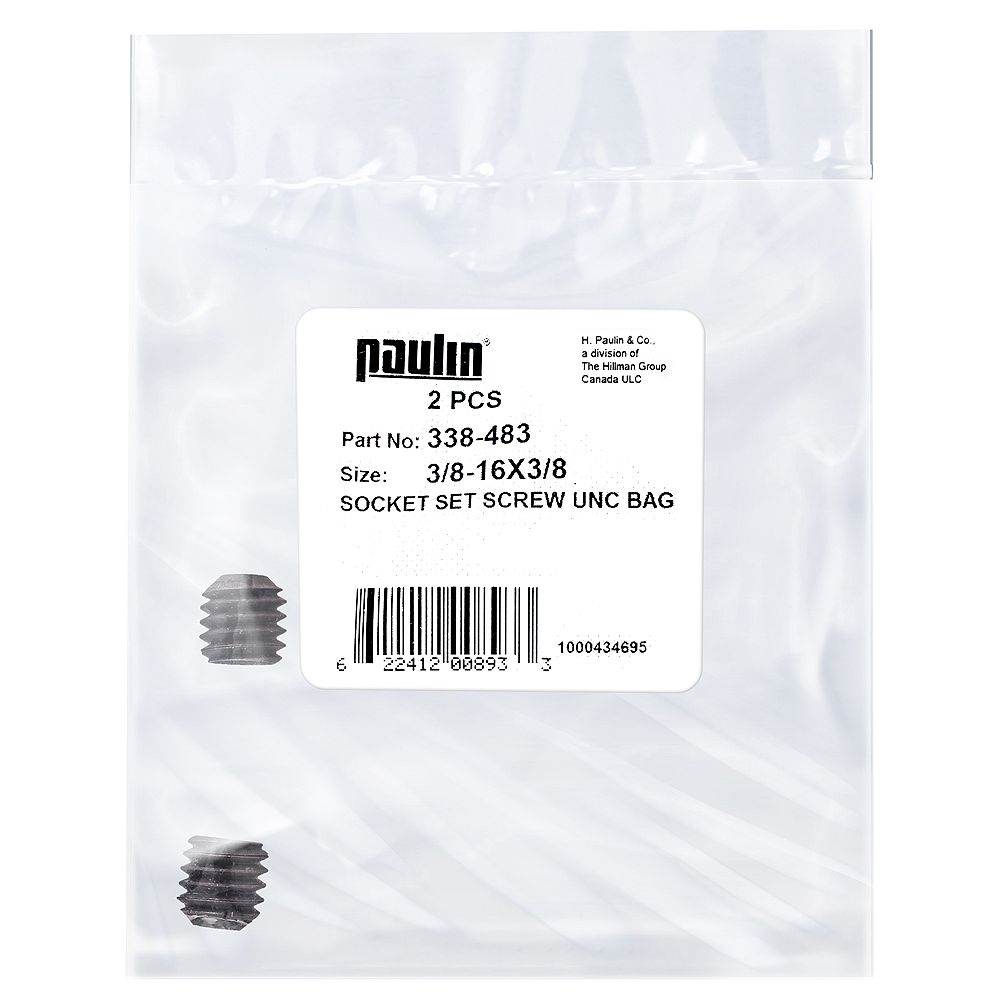 Paulin 3/816 x 3/8inch Steel Socket Set Screws UNC Phosphate Coated
