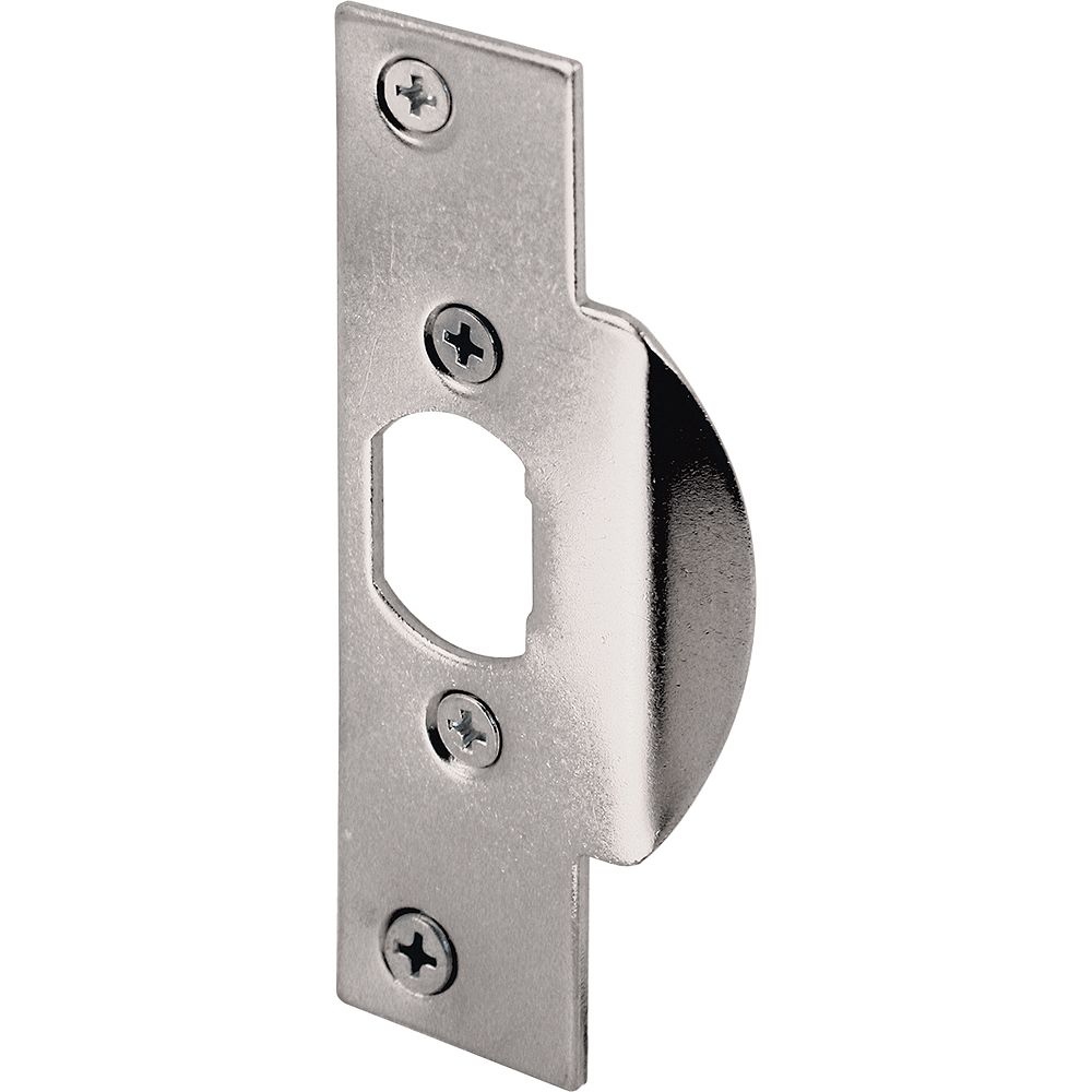 PrimeLine Security Latch Strike, 41/4 in., Stamped Steel, Chrome