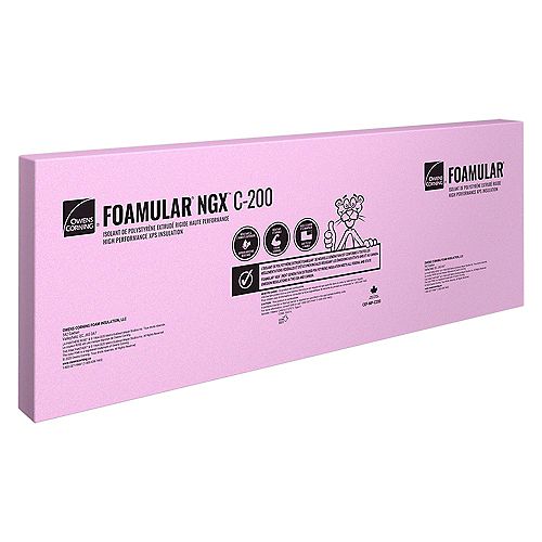 FOAMULAR C-200 XPS Insulation 24-inch x 96-inch x 1/2-inch Butt Edge