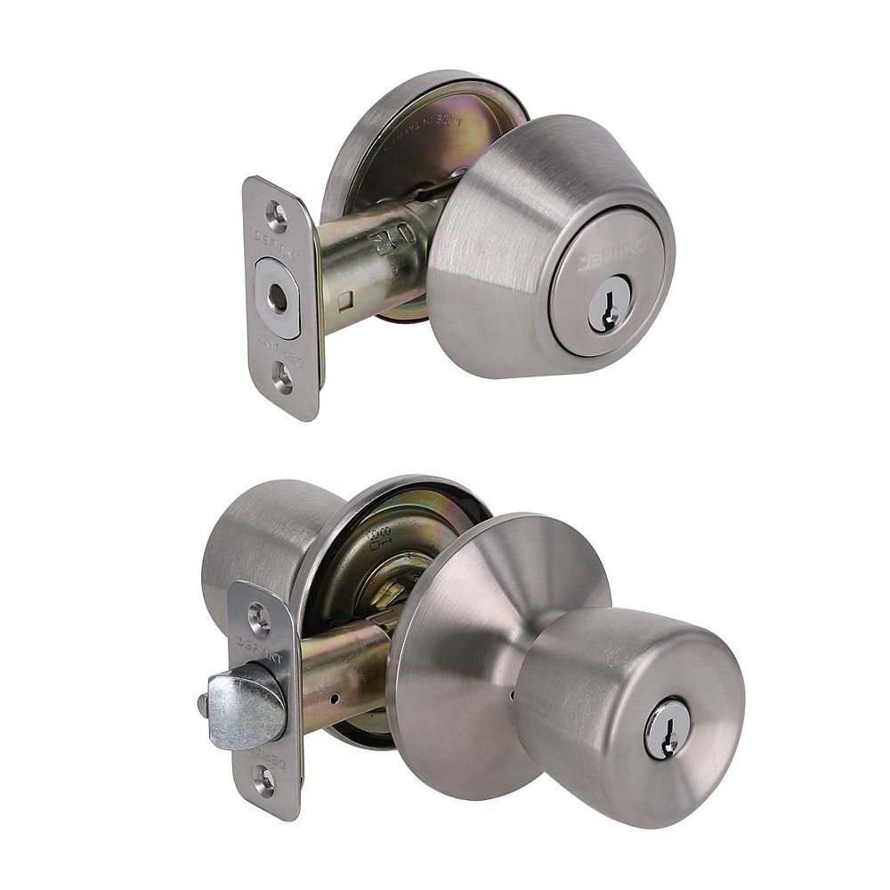 Defiant Gallo Stainless Steel Single Cylinder Entry Knob Door Combo ...