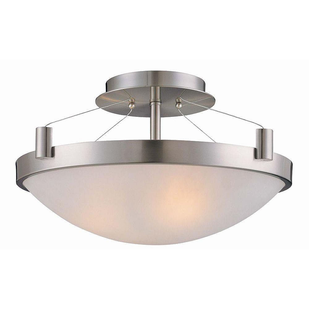 Hampton Bay 3Light Brushed Nickel SemiFlushmount Ceiling Light with