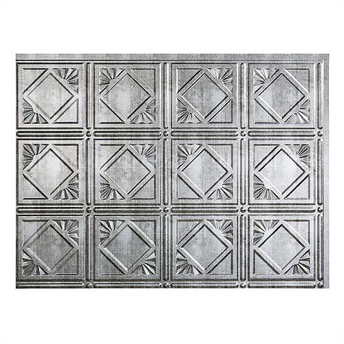 Traditional 4 Crosshatch Silver 18 inch x 24 inch PVC Backsplash Panel