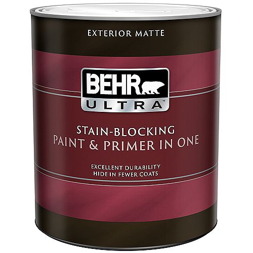 Exterior Matte Paint & Primer in One - Ultra Pure White, 946ML