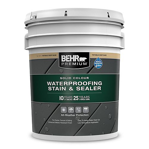 Behr Premium Solid Colour Waterproofing Stain & Sealer - Deep Base No. 5013, 18.9L