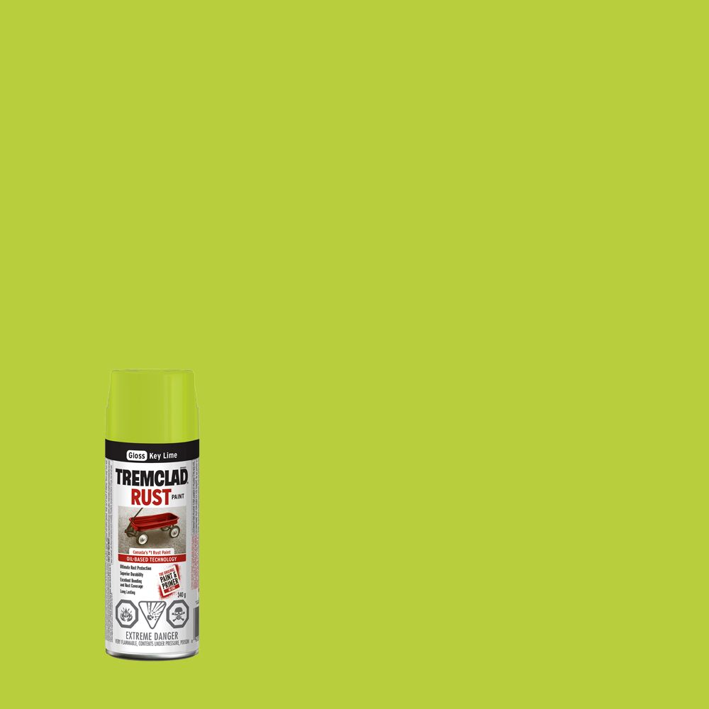 TREMCLAD OilBased Rust Paint In Gloss Key Lime, 340 G Aerosol Spray