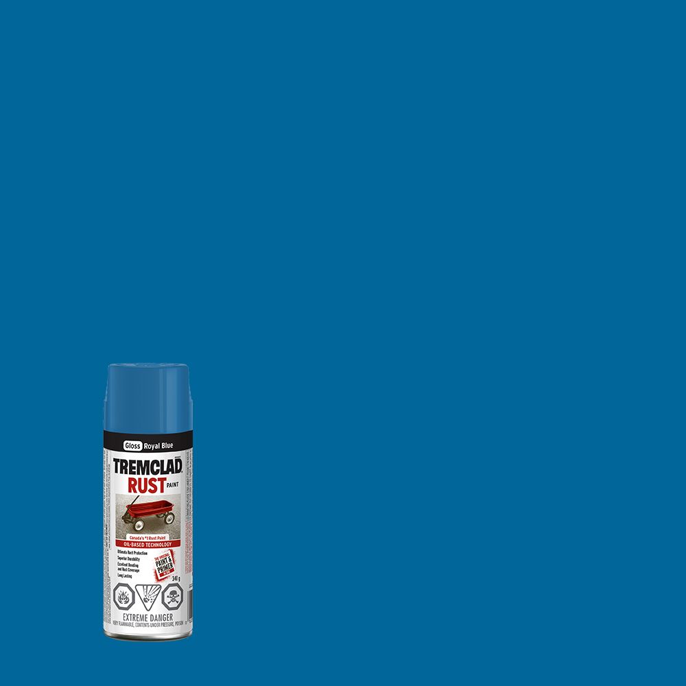 TREMCLAD OilBased Rust Paint In Gloss Royal Blue, 340 G Aerosol Spray