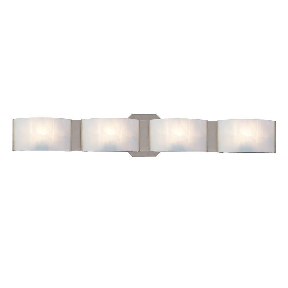 Hampton Bay Dakota 4 Light Satin Nickel Vanity Light With Frosted Glass Shades The Home Depot Canada