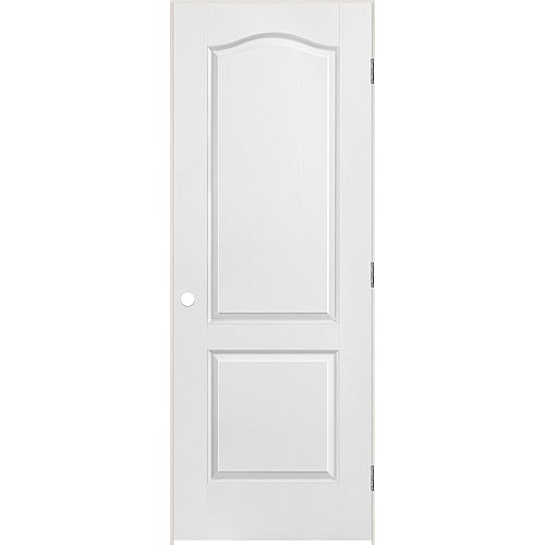 28-inch x 80-inch Primed 2 Panel Arch-Top Hollow Core Textured Single Prehung Interior Door