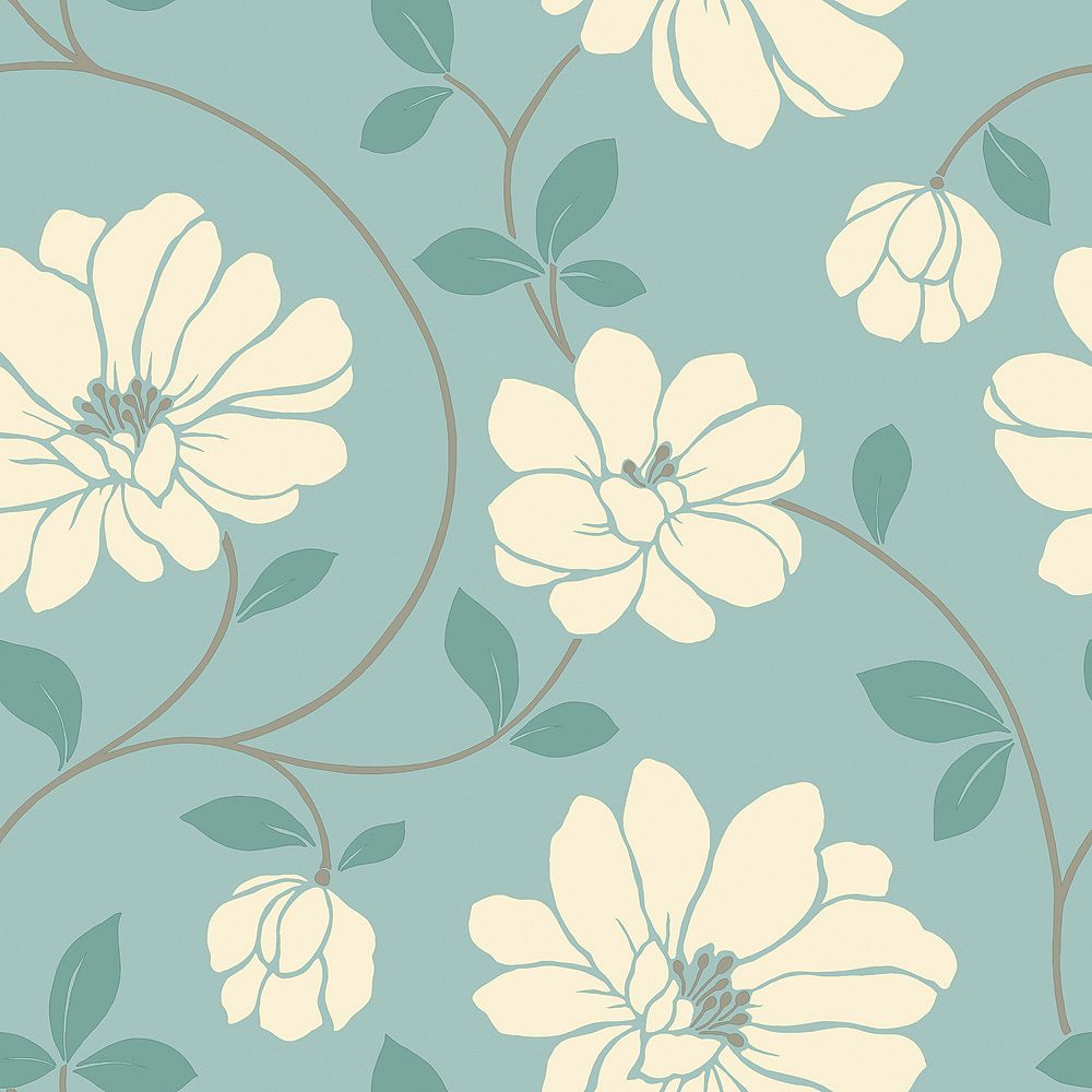 The Wallpaper Company 20 5 In W Aqua Large Floral Trail Wallpaper