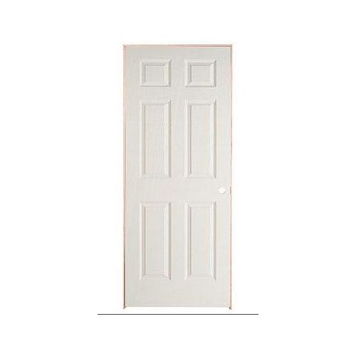 30-inch x 78-inch Primed 6 Panel Hollow Core Textured Single Prehung Interior Door