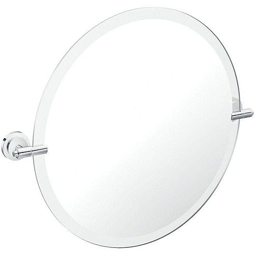 Iso Chrome Mirror with Pivoting Decorative Hardware