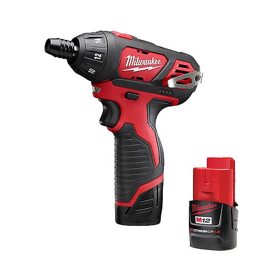 M12 12-Volt Lithium-Ion Cordless 1/4 in. Hex Screwdriver Kit w/ (2) 1.5Ah Batteries & Charger & Bag