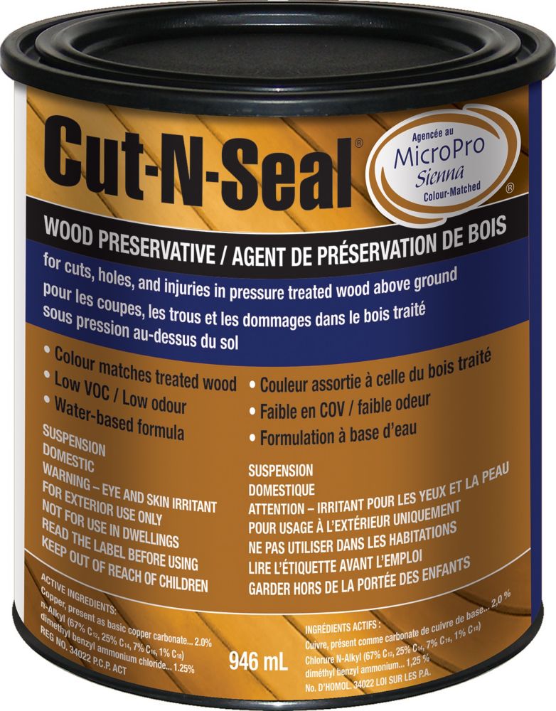 Cut N Seal Pro Guard End Cut Sealer For Pressure Treated Wood In Brown 946ml The Home Depot Canada