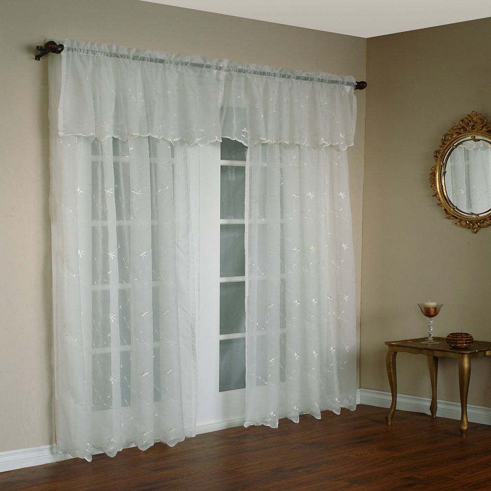 Habitat Roslyn Sheer Rod Pocket Window Valance 54" W x 18" L in Ivory