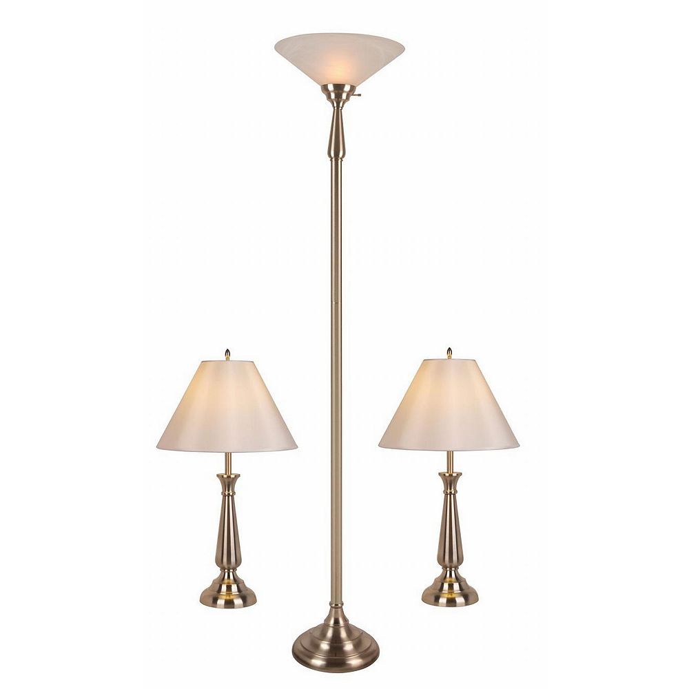 3 Piece Table And Floor Lamp Combo Set, Home Depot Floor Lamps With Table