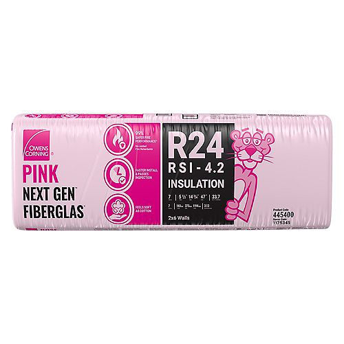 R-24 EcoTouch PINK FIBERGLAS Insulation 14.75-inch x 47-inch x 5.5-inch (33.7 sq.ft.)