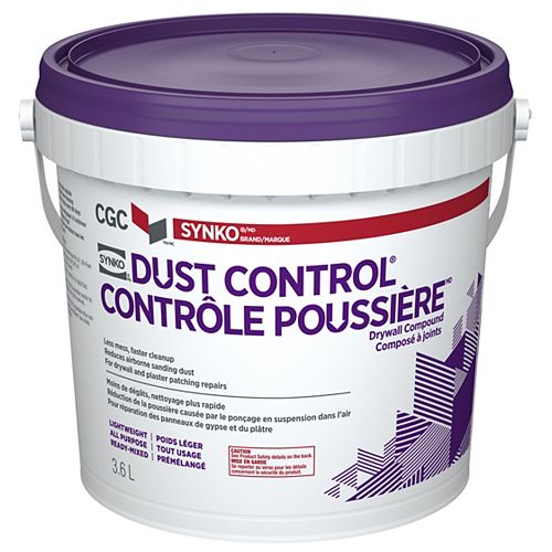 CGC Synko Dust Control Drywall Compound, Ready-Mixed, 3.6 L Pail