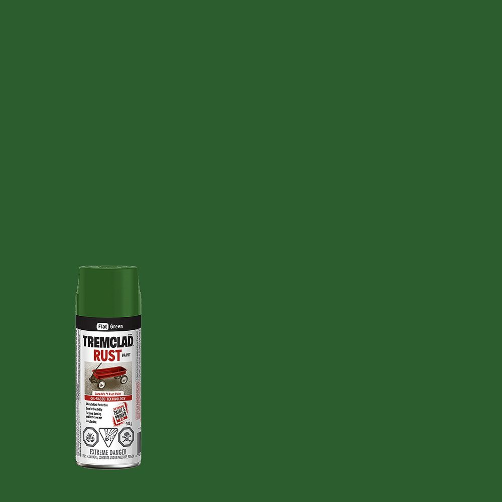 TREMCLAD OilBased Rust Paint In Flat Green, 340 G Aerosol Spray Paint