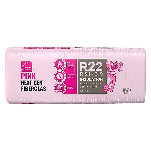 R-22 EcoTouch PINK FIBERGLAS Insulation 23-inch x 47-inch x 5.5 Inch (75.1 sq. ft.)