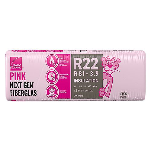 R-22 EcoTouch PINK FIBERGLAS Insulation 15-inch x 47-inch x 5.5-inch (49 sq.ft.)