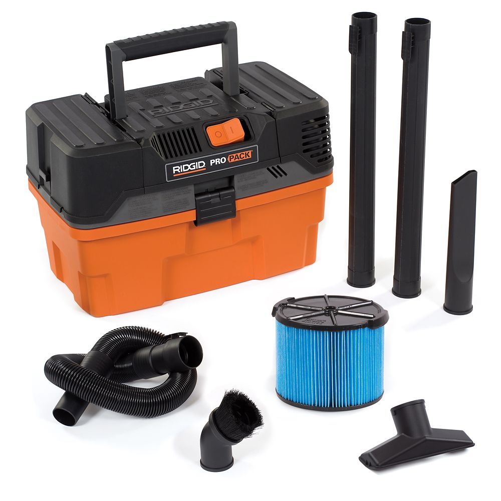 RIDGID Pro Pack 17 Litre (4.5 Gal.) 5.0 Peak HP Portable Wet Dry Vacuum ...