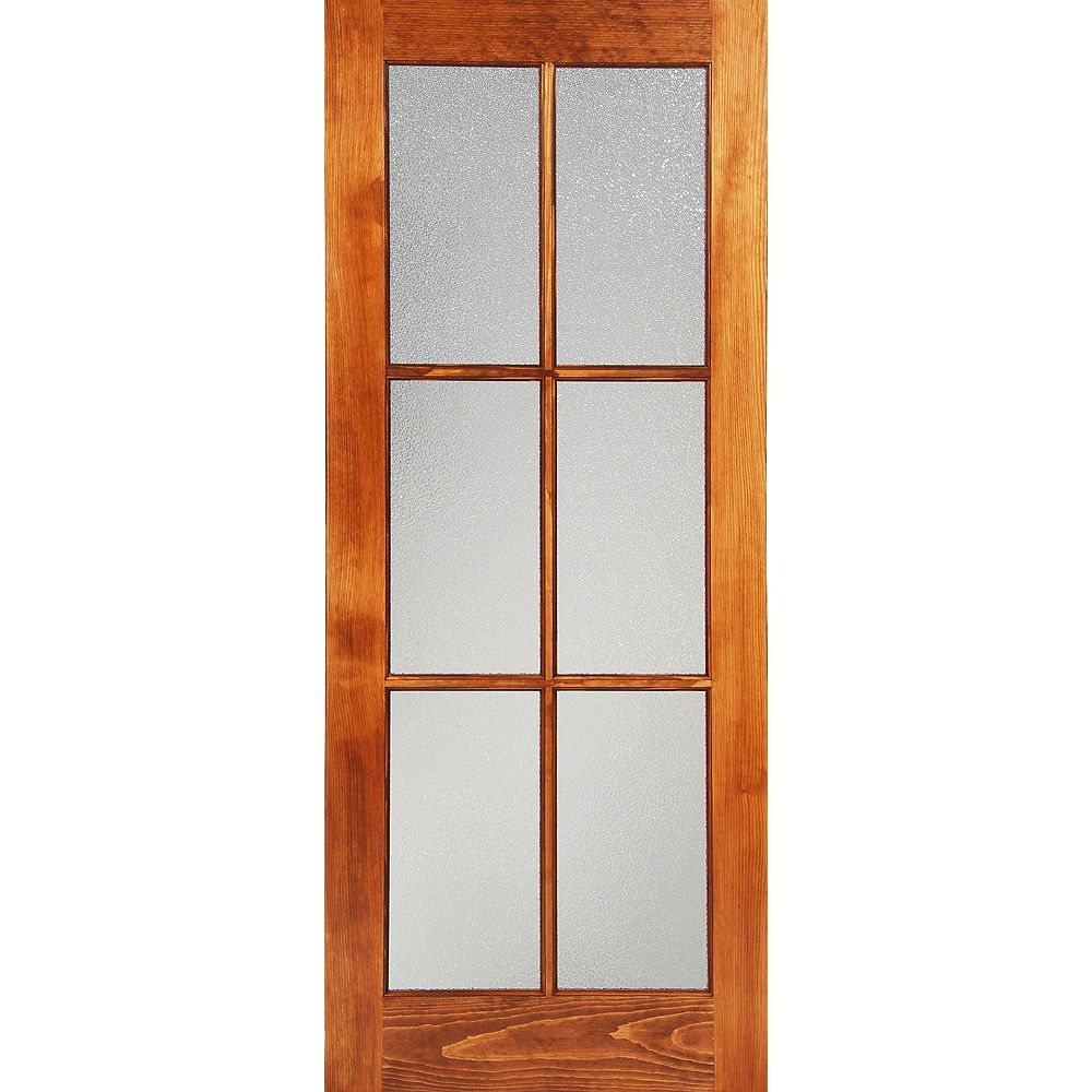 Milette 30inch x 80inch Clear Pine 6 Lite French Door with Konfetti