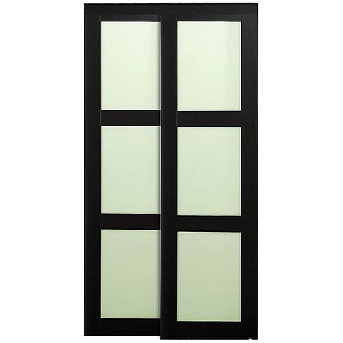 60-inch x 80-inch 2290 Series Espresso 3 Lite Frosted Glass Sliding Door