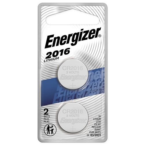 Energizer 2016 Lithium Coin Battery, 2 Pack