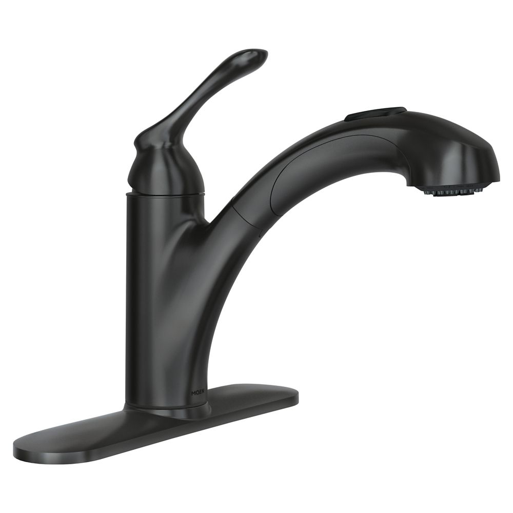 MOEN Banbury Single Handle Pullout Kitchen Faucet In Matte Black Finish   P 1000536010 