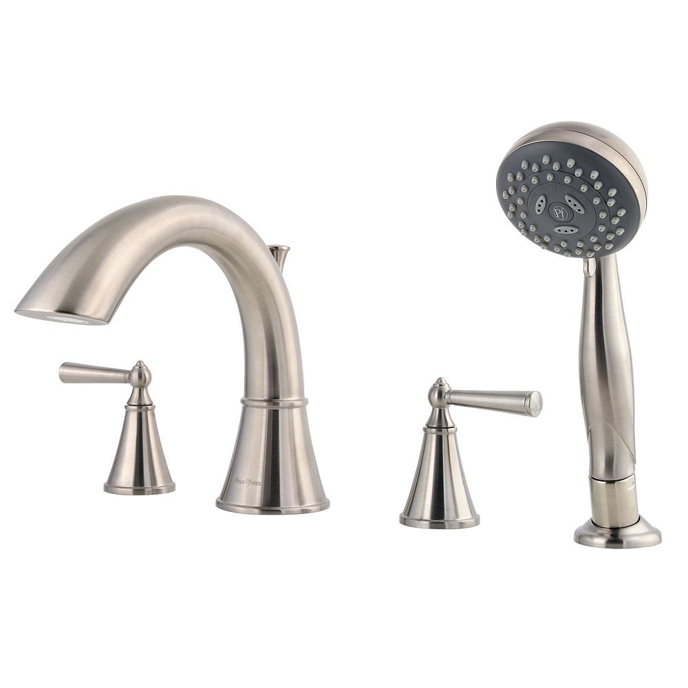 Pfister Saxton 2Handle Roman Bath Faucet with Hand Shower in Brushed