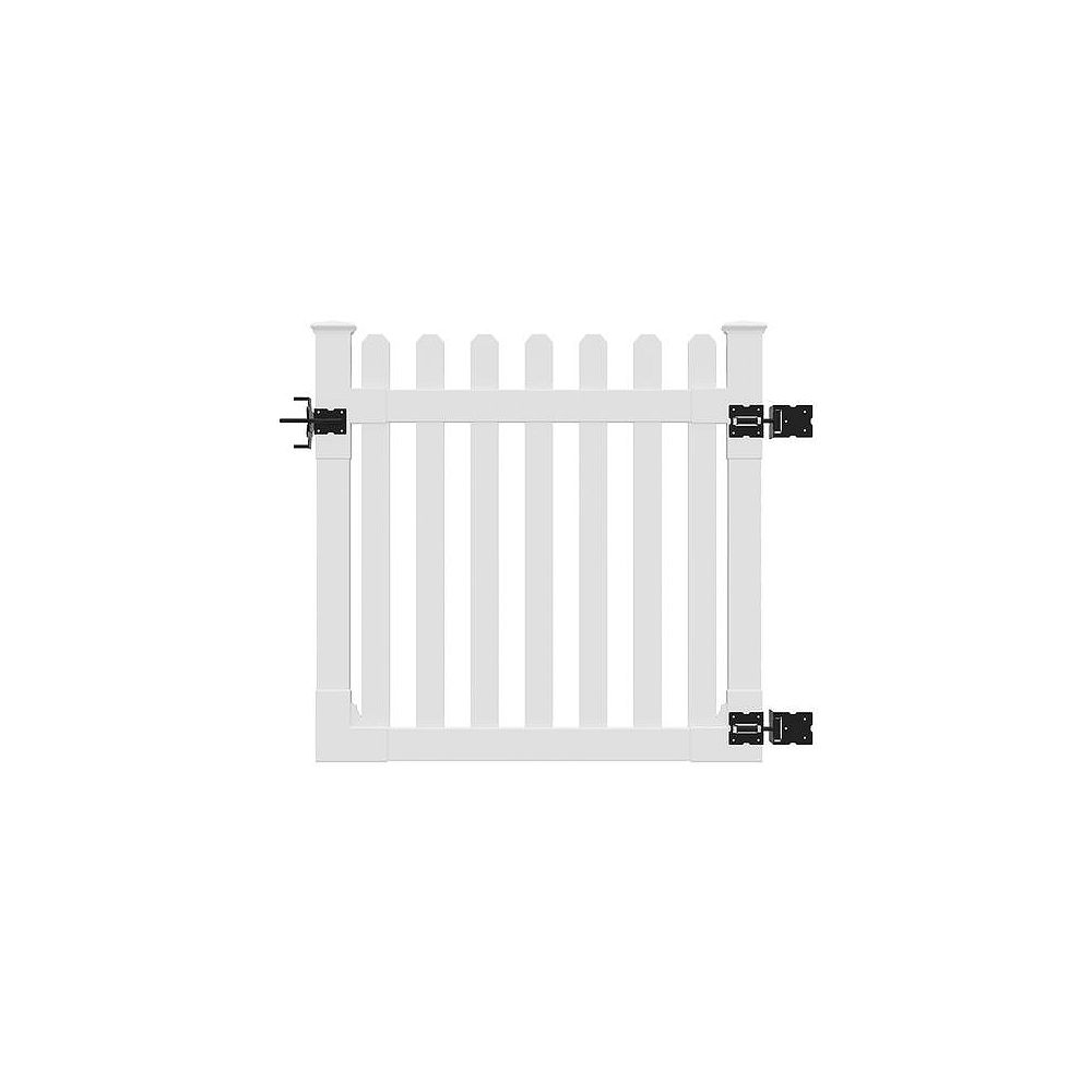 Wambam Traditional 4 Ft X 4 Ft Premium Vinyl Classic Picket Fence Gate With Powder Coate The Home Depot Canada