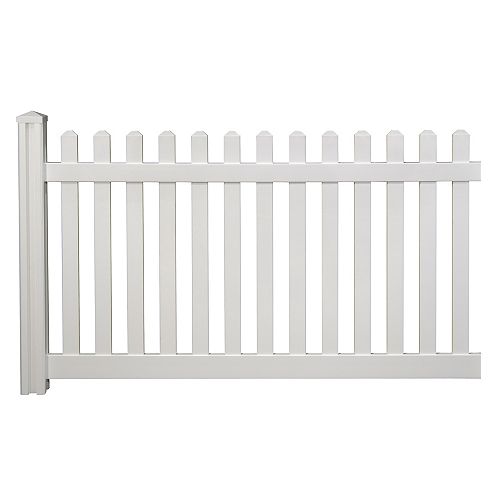 4 ft. H x 7 ft. W Premium Vinyl Classic Picket Fence Panel with Post and Cap