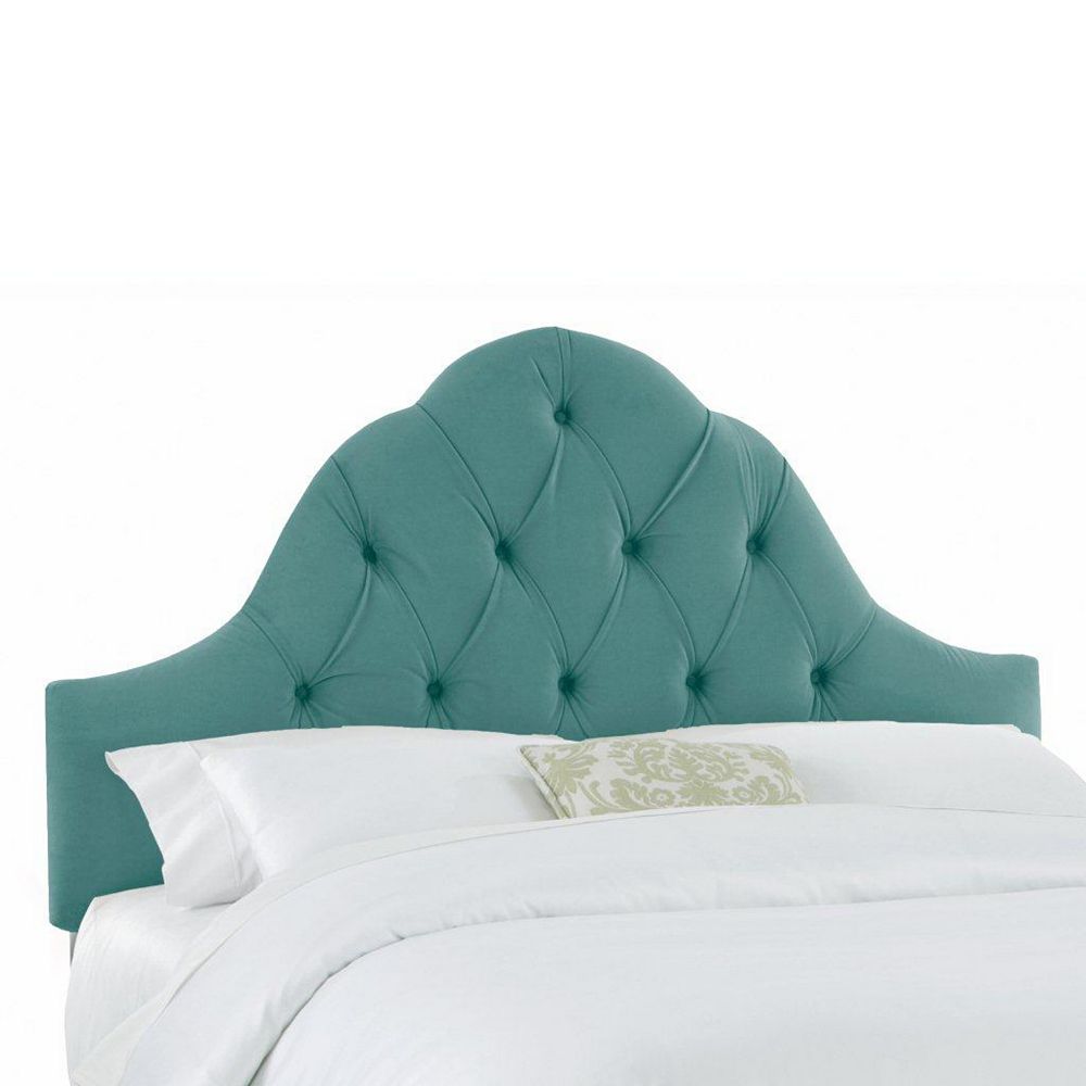 Skyline Furniture Upholstered King Headboard in Velvet Caribbean The