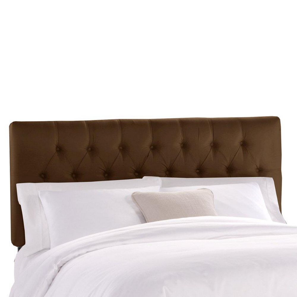 Skyline Furniture Queen Tufted Headboard in Shantung Chocolate The