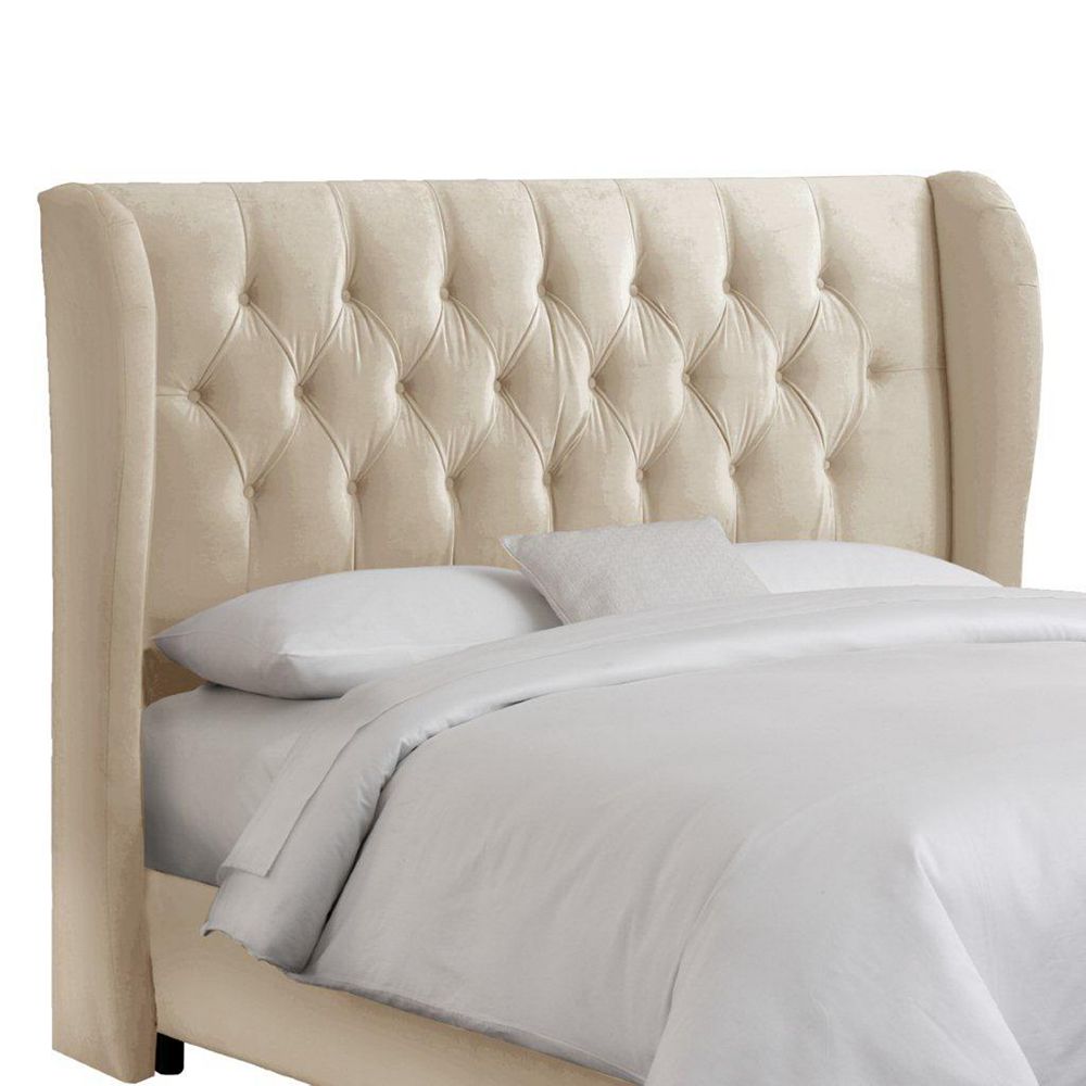 Skyline Furniture California King Tufted Wingback Headboard in Velvet