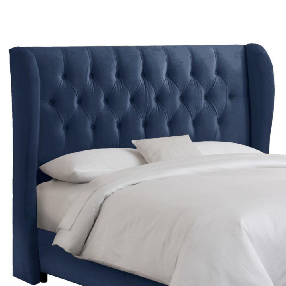 Skyline Furniture Tête de lit double capitonnée à oreilles en velours
