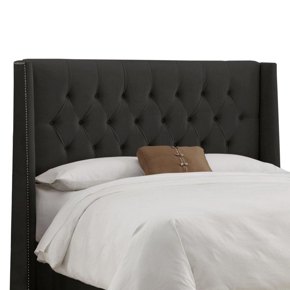 Skyline Furniture Upholstered Queen Headboard in Velvet Black | The