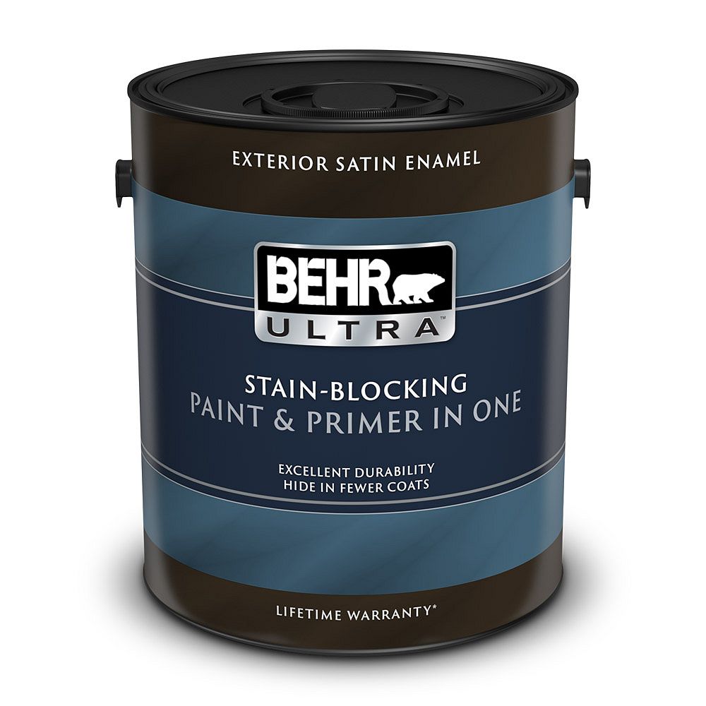 Behr Ultra Exterior Satin Enamel Paint Primer In One - Ultra Pure White 379l The Home Depot Canada