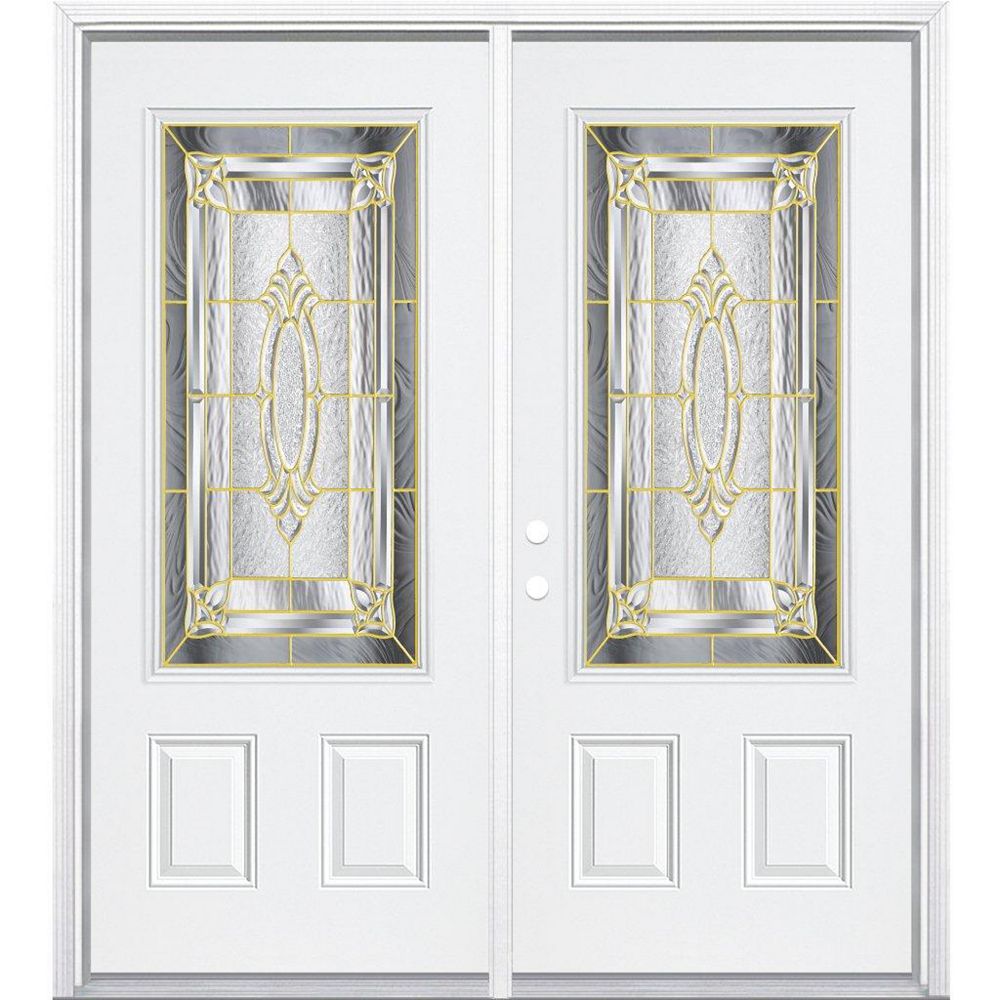 Masonite 72inch x 80inch x 6 9/16inch Brass 3/4Lite Right Hand