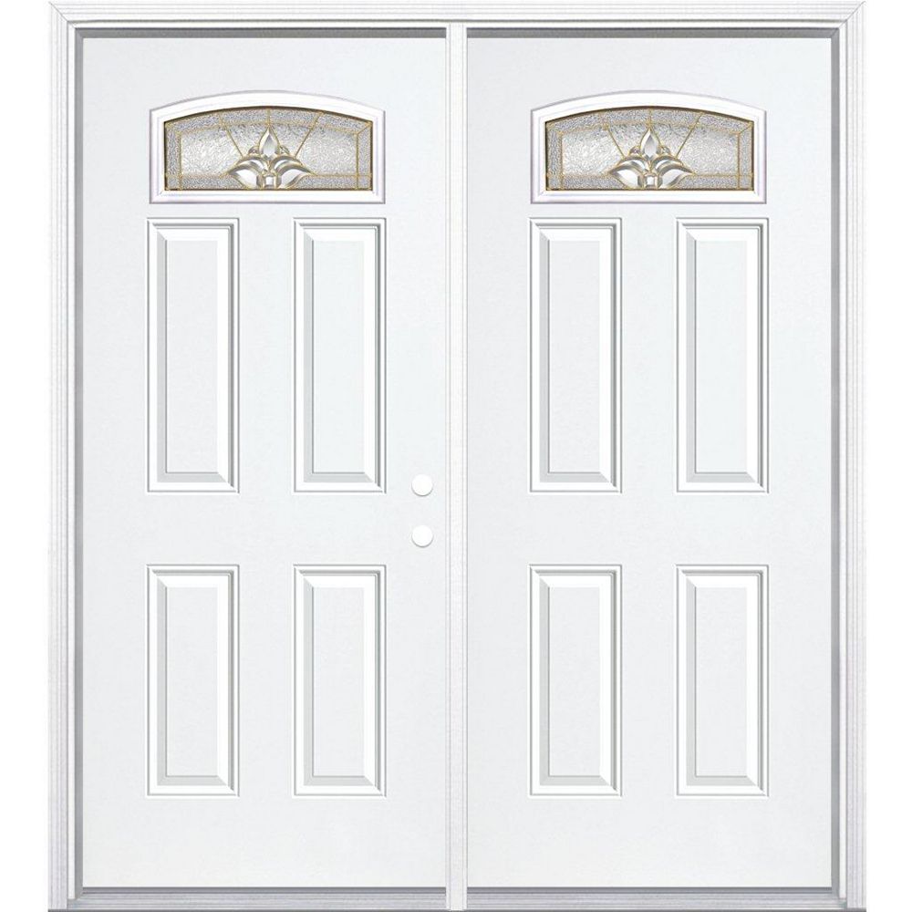 Masonite 72inch x 80inch x 4 9/16inch Brass Camber Fan Lite Left