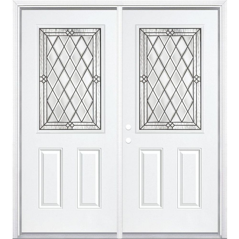 Masonite 72inch x 80inch White Halifax 1/2 Lite Painted Steel Prehung