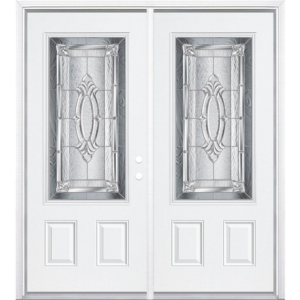 Masonite 64 Inch X 80 Inch X 4 916 Inch Nickel 34 Lite Left Hand Entry Door With Brickmo 4285