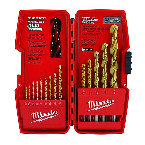 Thunderbolt Titanium Coated Drill Bit Set (14-Piece)