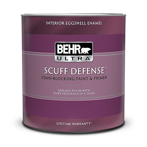 SCUFF DEFENSE Interior Eggshell Enamel Paint & Primer in Ultra Pure White, 946 ML